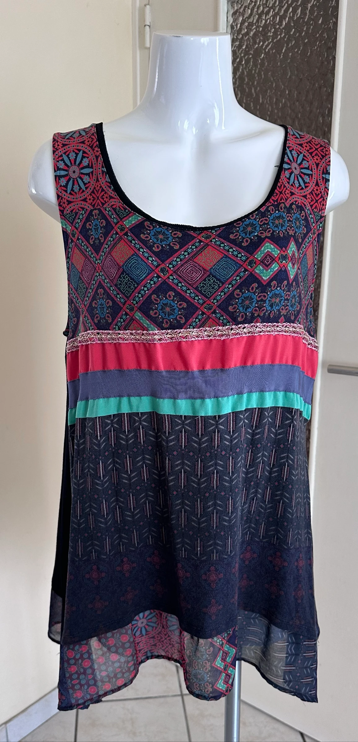 Asymmetrisch T-shirt Desigual XXL – Meerkleurige patronen & opschriften (Zeer goede staat) – photo 7